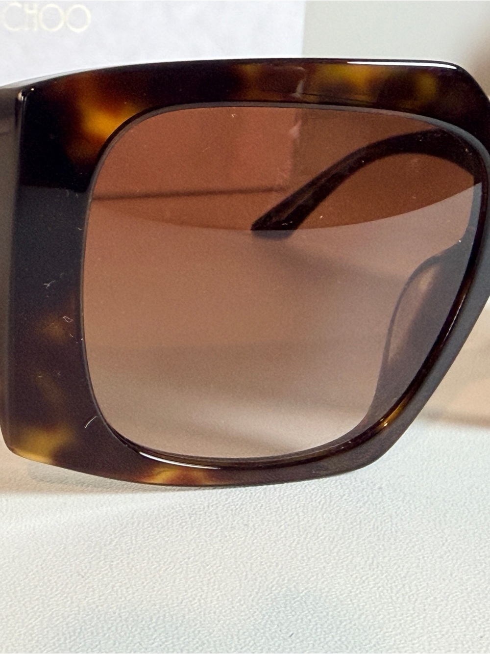 Jimmy Choo Tortoiseshell Square Sunglasses with Brown Gradient Lenses- New - Picture 5 of 6